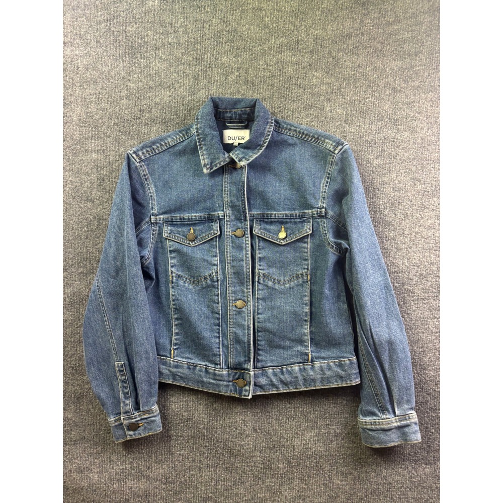 DU/ER Denim Jacket Womens XS Blue Coolmax Performance Stretch Button Up